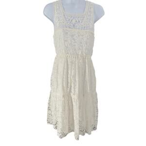Its pink crochet lace summer women's white Sz Large Cottagecore Coastal cowgirl
